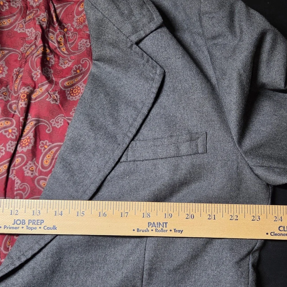 Victor of Hong Kong Blazer Mens 46 Grey Excellent Wool Paisley Lining Vintage